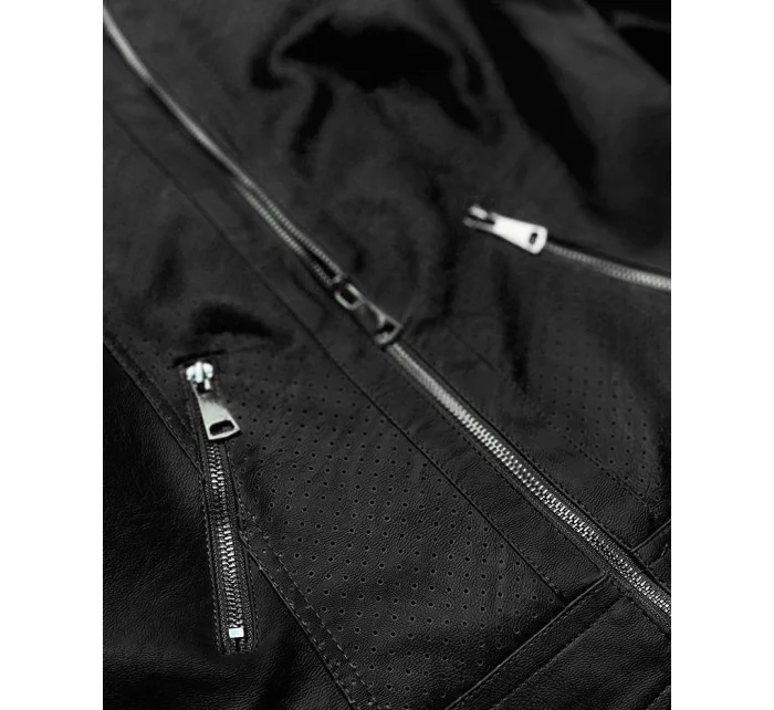 Čierna dekoratívna bunda z ekokože (G85)