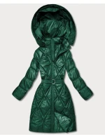 Zelený prošívaný kabát pro přechodné období s kapucí model 21808991 - MINORITY Zelený prošívaný kabát pro přechodné období s kapucí model 21808991 - MINORITY