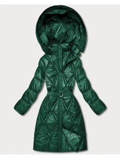 Zelený prošívaný kabát pro přechodné období s kapucí model 21808991 - MINORITY