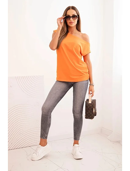Dámská blůza s model 21308351 ramenem oranžová - K-Fashion