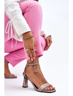 Lakierowane Sandały Na Obcasie Szare Owen Lakierowane Sandały Na Obcasie Szare Owen