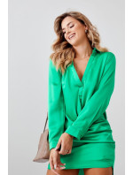 Zelené košeľové šaty so šerpou