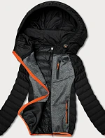 Dámska športová bunda s neónovými vložkami čierno-grafitová (8M911-392)