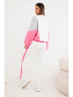 Dámska súprava s voľnou mikinou a širokými nohavicami ružovej farby