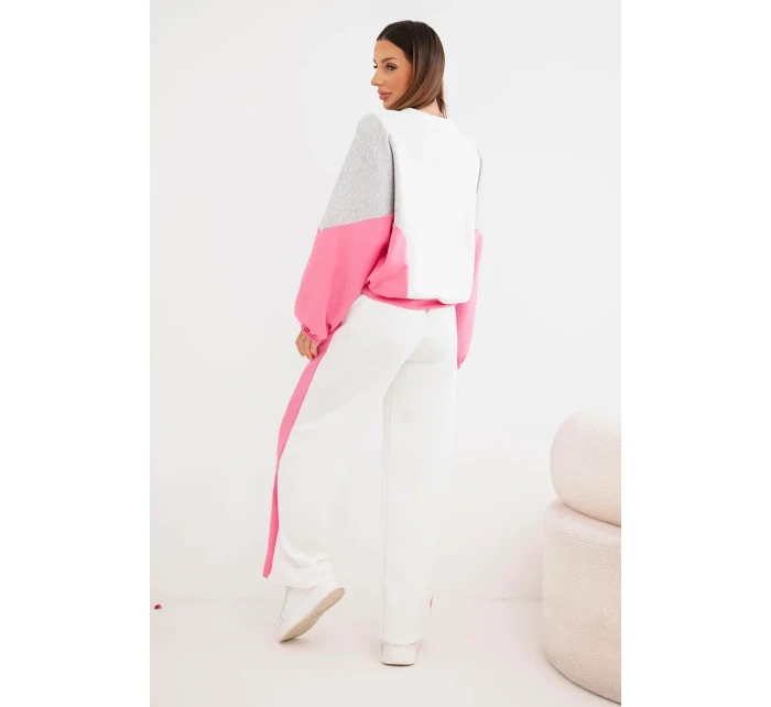 Dámska súprava s voľnou mikinou a širokými nohavicami ružovej farby