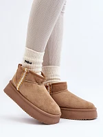 Śniegowce Na Platformie Ze Wzorem Jasnobrązowe Udra