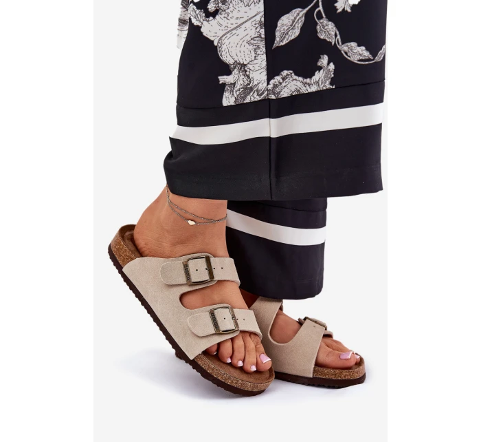 Dámské Zamszové Klapky S Přezkami Big Star model 21692074 Béžové - Big Star Shoes Dámské Zamszové Klapky S Přezkami Big Star model 21692074 Béžové - Big Star Shoes