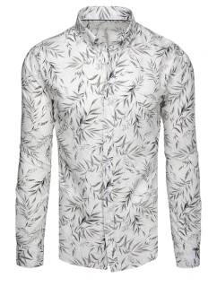 Pánska biela košeľa s listami FashionStreet DX2638
