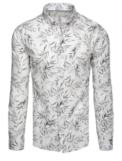 Pánská košile s listy bílá model 21989343 - Dstreet