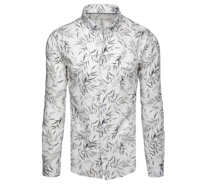 Pánska biela košeľa s listami FashionStreet DX2638
