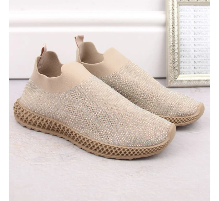 D&A W OLI257A béžová športová obuv so zirkónmi