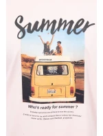 Blúzka s potlačou Letné auto púdrovo ružové