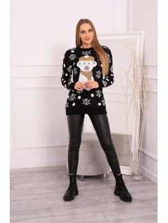 Vianočný sveter s medvedíkom čierny