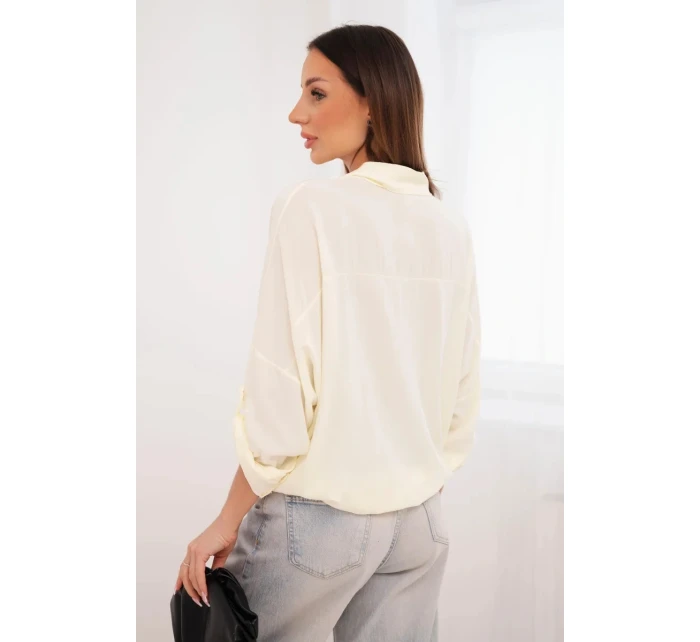 Dámská košile s  knoflíky a límcem žlutá model 22018650 - K-Fashion