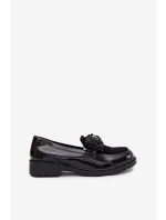Lakierowane Mokasyny Damskie Z Kokardką S.Barski HY51-319 Czarne