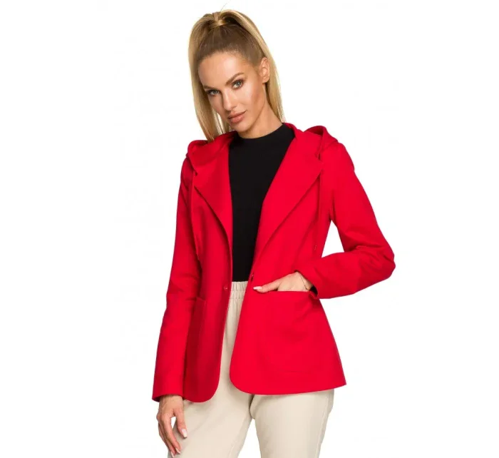 model 17626046 Bunda s kapucí a jedním knoflíkem černá - Moe