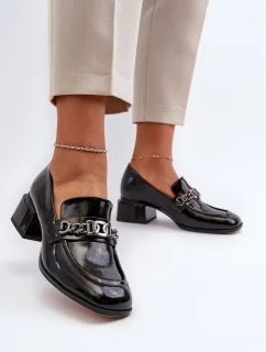 Lakované kožené lodičky, čierne S.Barski