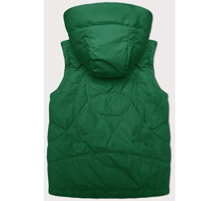 Dámska voľná zelená vesta s kapucňou (2655)