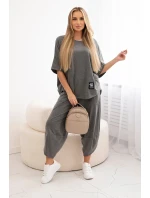 Súprava bavlnená blúzka + nohavice Grafit Súprava bavlnená blúzka + nohavice Grafit