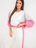 Dámska súprava s voľnou mikinou a širokými nohavicami ružovej farby