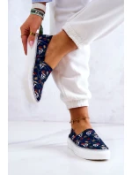 Damskie Tenisówki Slip On Memory Foam Big Star JJ276016 Granatowe