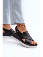 Kožené sandály na černé model 21659210 - Zazoo