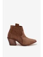 Kovbojky z pravé semišové kůže model 22035885 Khaki - Zazoo