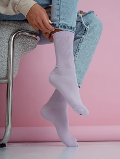 Dámské pruhované pastelové fialové ponožky