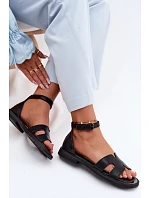 Dámské sandály z pravé kůže na ploché podrážce Vinceza 62305 Černé