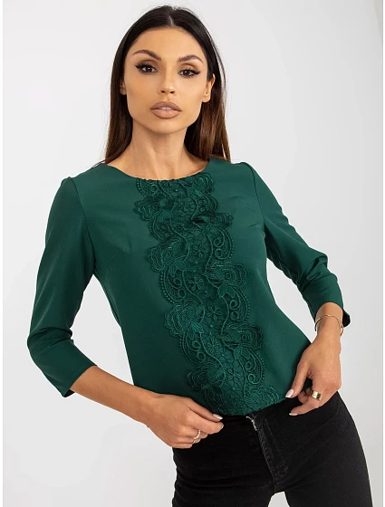 Bluzka LK BZ model 18496555 ciemny zielony - FPrice Bluzka LK BZ model 18496555 ciemny zielony - FPrice