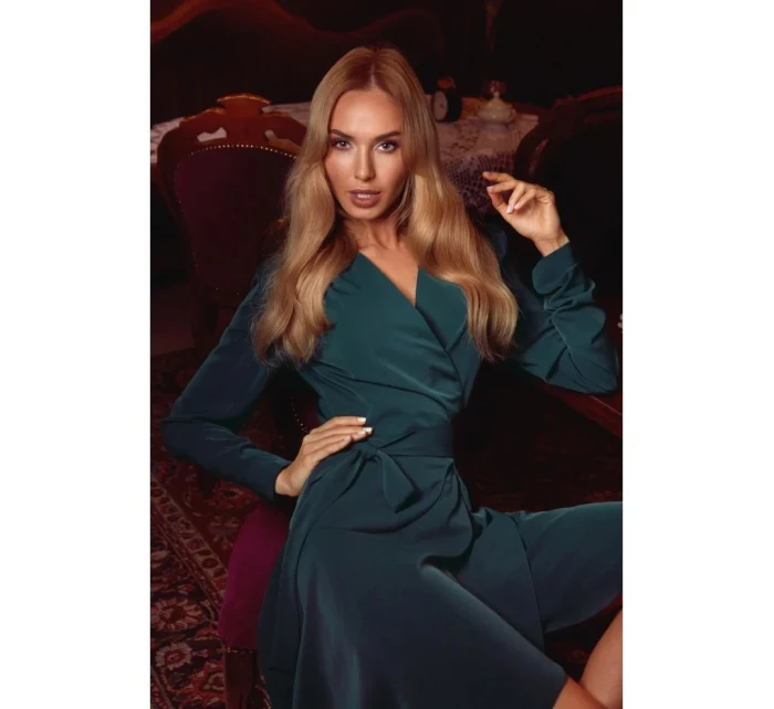 Dámske šaty M487 Tmavo zelená - MOE Dámske šaty M487 Tmavo zelená - MOE