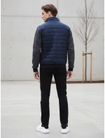 Pánska prechodná prešívaná bunda tmavomodrá FashionStreet TX4397
