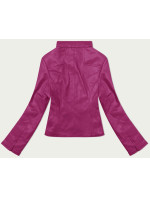 Tmavo ružová dámska krátka bunda so stojatým golierom J Style (11Z8127)