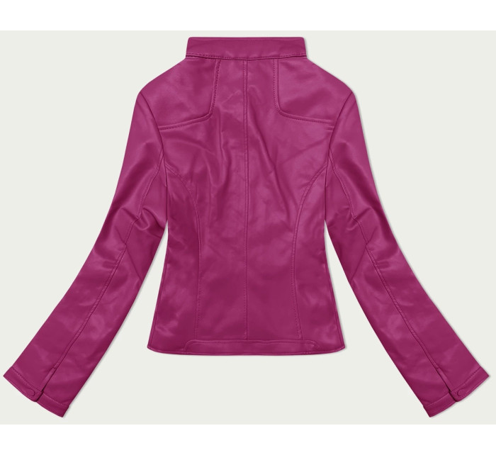 Tmavo ružová dámska krátka bunda so stojatým golierom J Style (11Z8127)