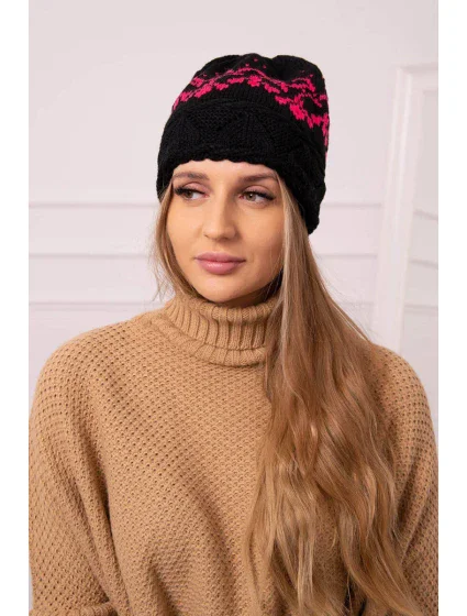 Dámska čiapka Kira K374 black+pink Dámska čiapka Kira K374 black+pink