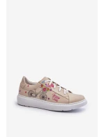 Zazoo 024/TAMARA Damskie Sneakersy Skórzane Beżowe