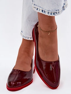 Kožené lakované baleríny Maciejka K7463-23 bordó