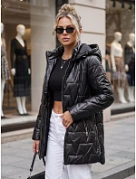 Dámska prešívaná bunda s odnímateľnou kapucňou, čierna, FashionStreet TY5795 Dámska prešívaná bunda s odnímateľnou kapucňou, čierna, FashionStreet TY5795