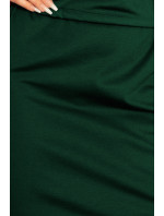 Dámské šaty v lahvově zelené barvě s límečkem model 6847253 - numoco