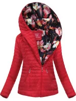 Červená bunda s asymetrickým zipsom (DL015)