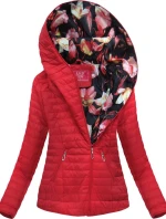 Červená bunda s asymetrickým zipsom (DL015)