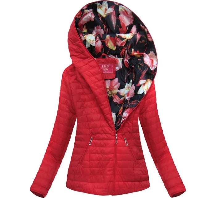 Červená bunda s asymetrickým zipsom (DL015)