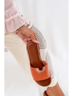 Klapki Damskie Eko Skórzane Z Ozdobnymi Detalami Pomarańczowe Mevith Klapki Damskie Eko Skórzane Z Ozdobnymi Detalami Pomarańczowe Mevith