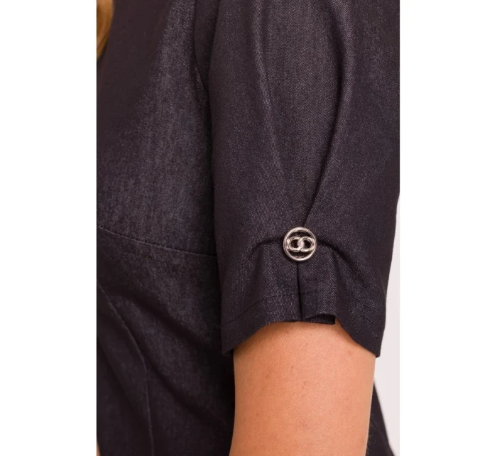 M842 Džínsové šaty so záhybmi - grafitové M842 Džínsové šaty so záhybmi - grafitové