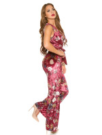 Sexy KouCla jumpsuit velvet look with floral print