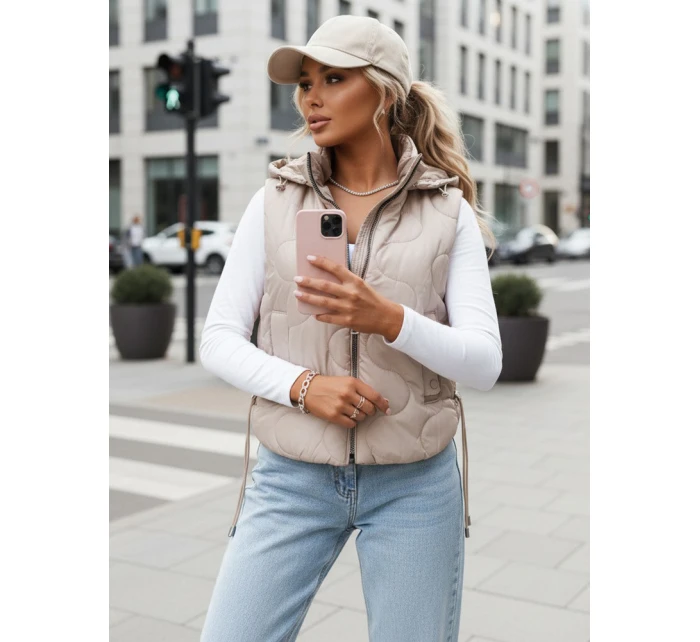 Dámska prešívaná vesta TREOS svetlo šedá FashionStreet TY4217