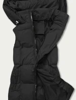 Čierna páperová dámska vesta s kapucňou (5M721-392)