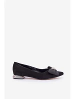Eleganckie Zamszowe Baleriny Damskie Z Kokardką Laura Messi 2893 Czarne