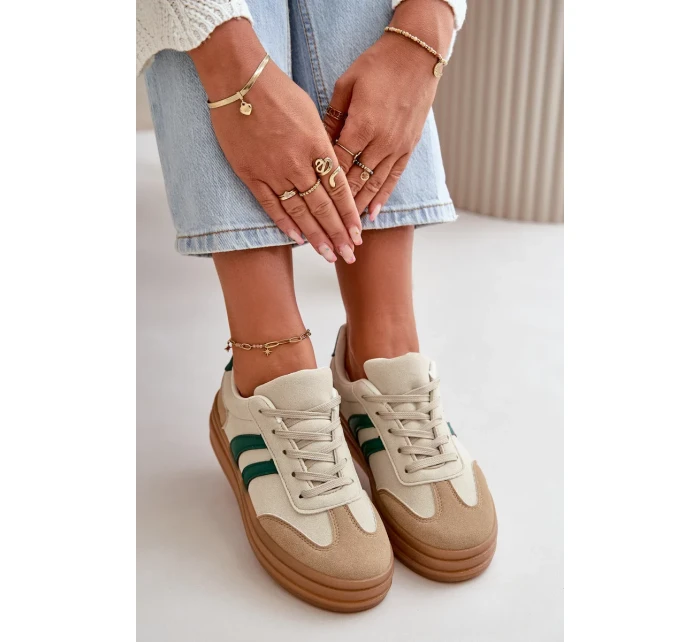 Dámske tenisky na platforme Beige-Green Nesonice Dámske tenisky na platforme Beige-Green Nesonice