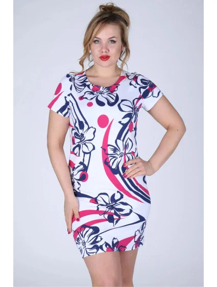 Dámské šaty i pro s květinovým vzorem bílé Bílá model 15042449 - EFECT Dámské šaty i pro s květinovým vzorem bílé Bílá model 15042449 - EFECT